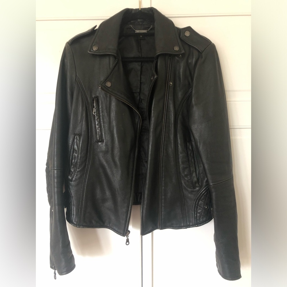 DKNY Genuine Leather Moto Jacket